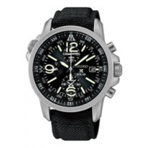 Bracelet de montre Seiko V172-0AL0 / SBDL031 / L0DG011J0 Cuir/Textile Noir 21mm